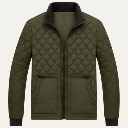 Men's Quilted Puffer Jacket Diamond Pattern - VibreMode