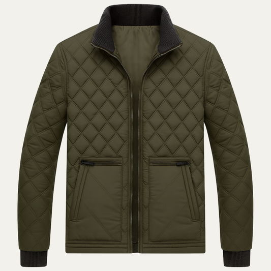 Men's Quilted Puffer Jacket Diamond Pattern - VibreMode