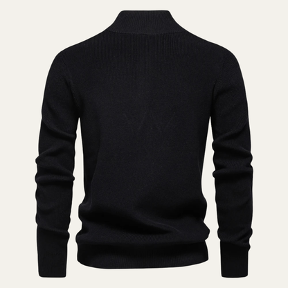 Men's Casual Knit Sweater Mock Neck Button Collar