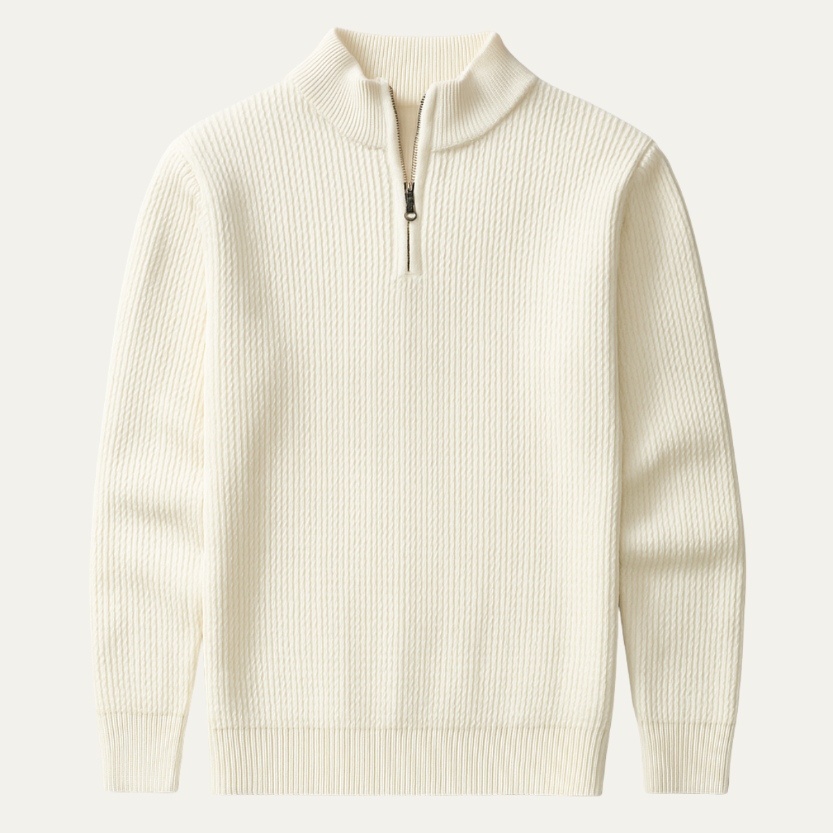 Men's Knitted Half Zip Sweater Ribbed Stand Collar - VibreMode