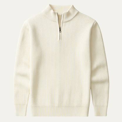 Men's Knitted Half Zip Sweater Ribbed Stand Collar - VibreMode