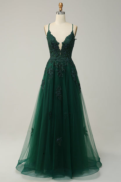 Women's A-Line Ball Gown Spaghetti Straps Lace - VibreMode