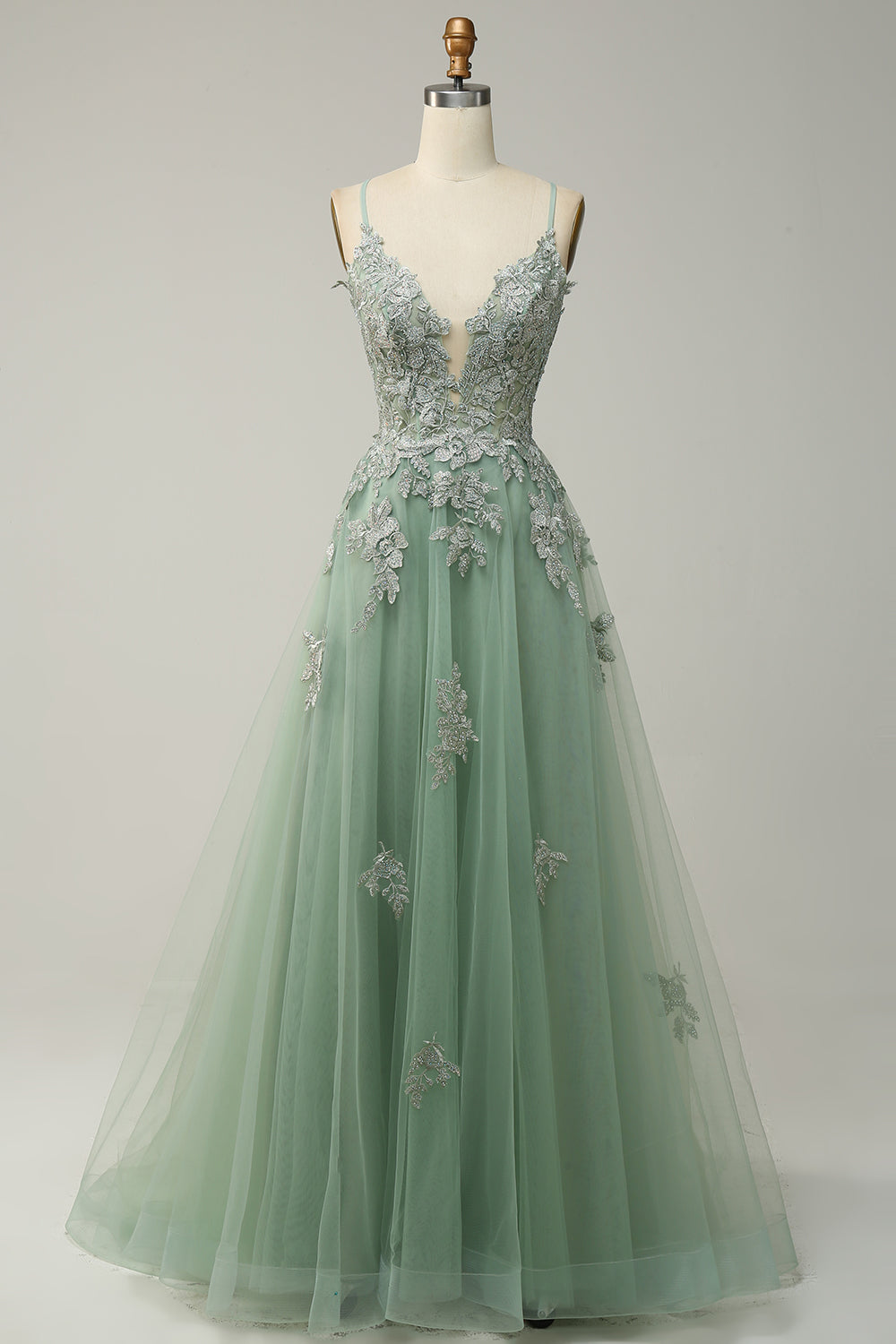 Women's A-Line Ball Gown Spaghetti Straps Lace