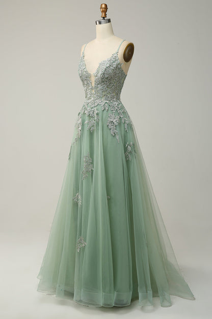 Women's A-Line Ball Gown Spaghetti Straps Lace