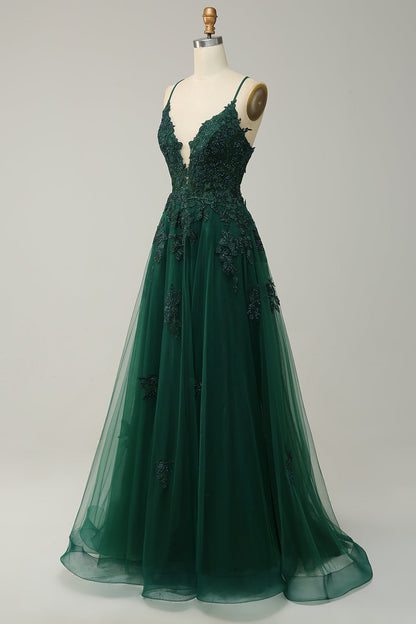 Women's A-Line Ball Gown Spaghetti Straps Lace