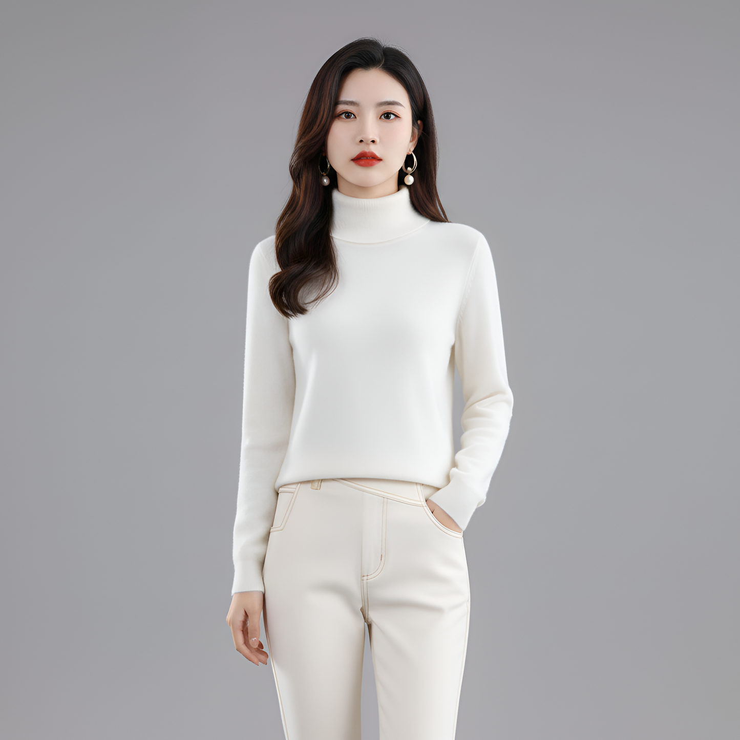 Women's Slim Fit Turtleneck Sweater Long Sleeve Pullover