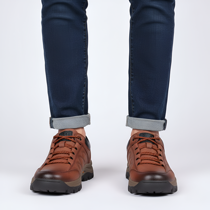 Men's Leather Hiking Boots Lace-Up Brown