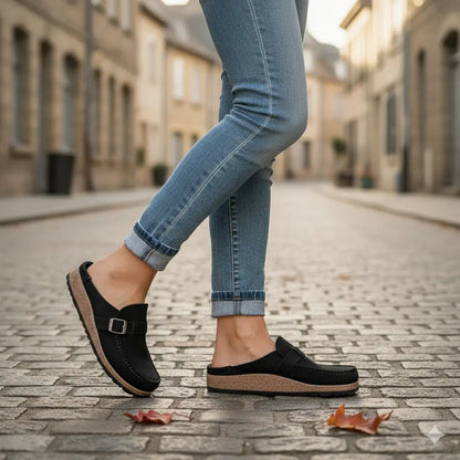 Women's Suede Mules Wide Fit Comfortable Design - VibreMode