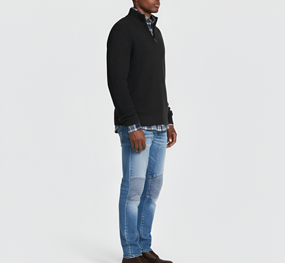 Men's Quarter Zip Sweater Ribbed Knit Regular Fit