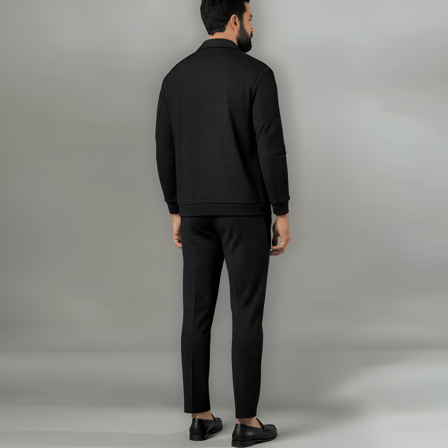 Men's Waffle Knit Tracksuit Lounge Set Jacket and Pants