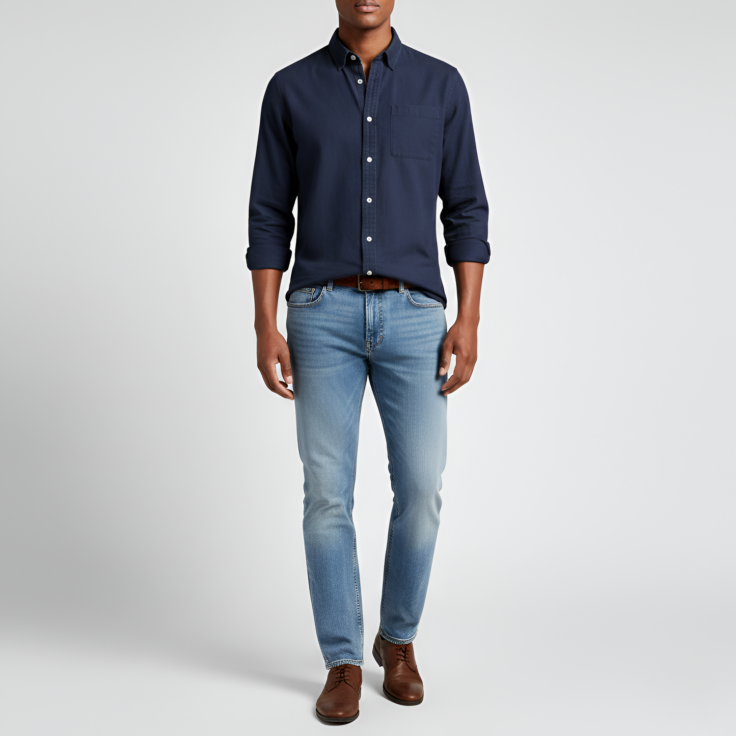 Men's Cotton Long Sleeve Button Down Shirt Casual Fit