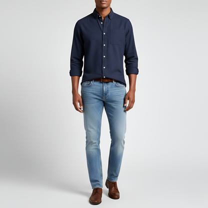 Men's Cotton Long Sleeve Button Down Shirt Casual Fit
