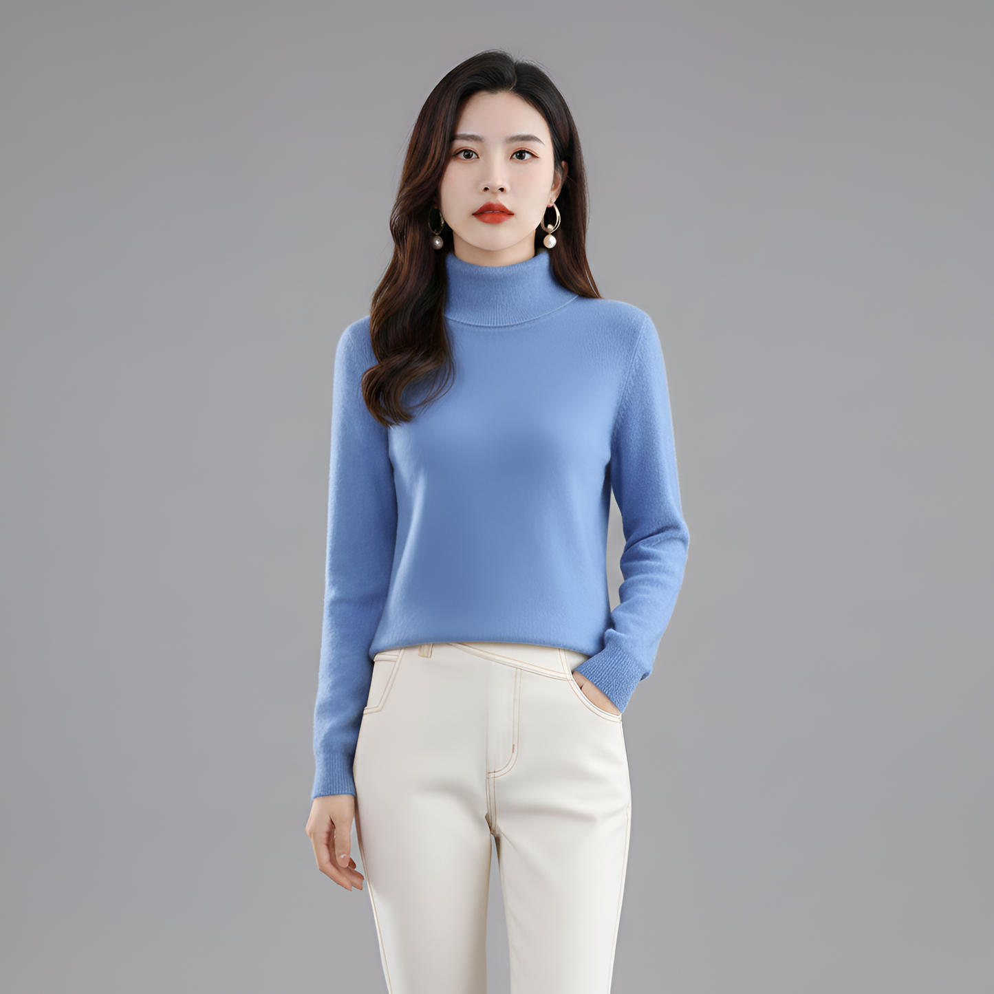 Women's Slim Fit Turtleneck Sweater Long Sleeve Pullover