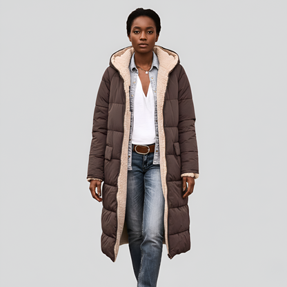 Women's Quilted Winter Coat Faux Fur Lined Hooded