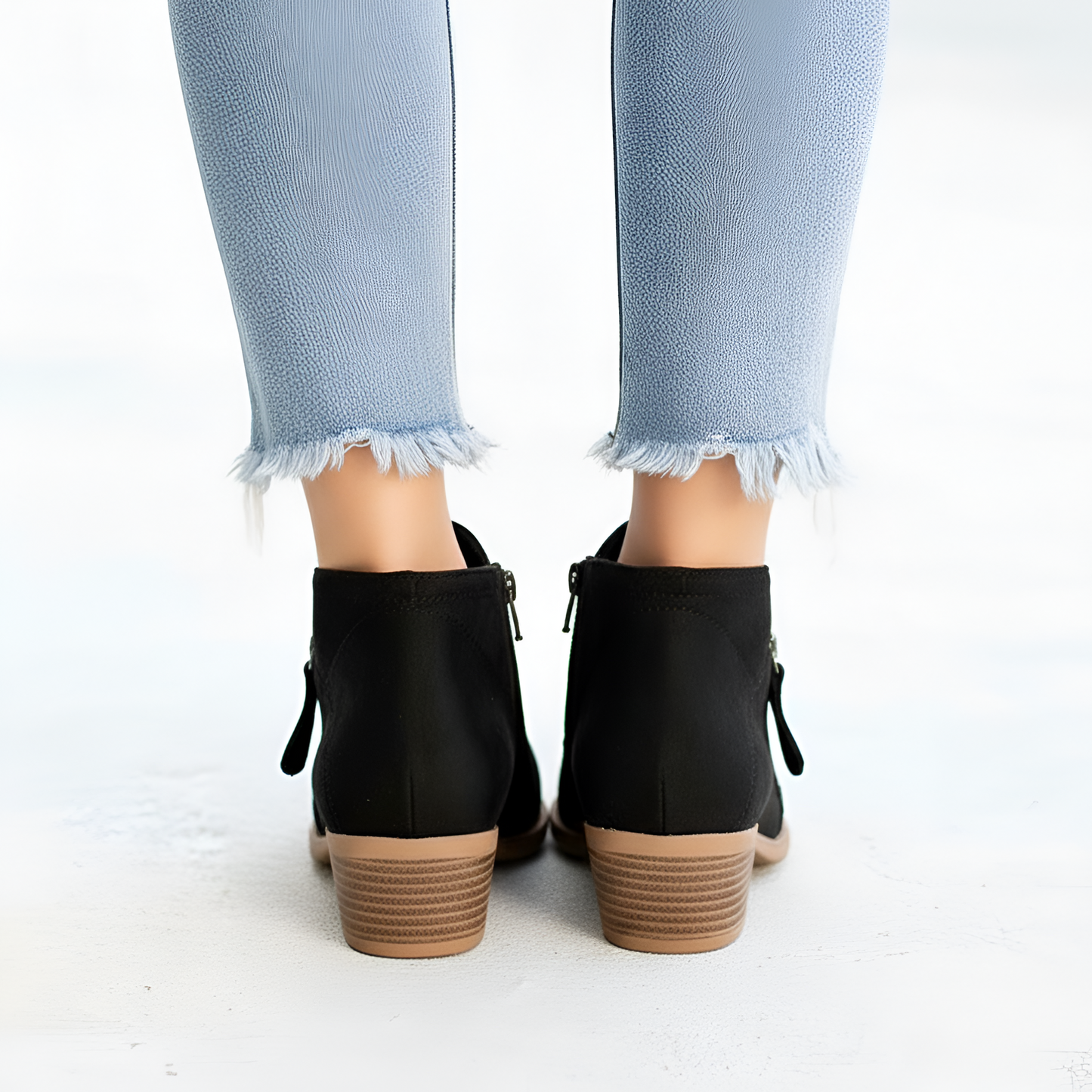 Women's Ankle Boots Block Heel Side Zip Casual