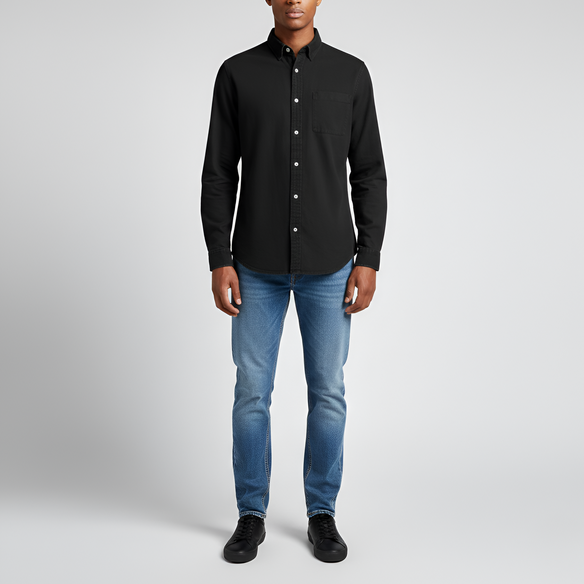 Men's Cotton Long Sleeve Button Down Shirt Casual Fit - VibreMode