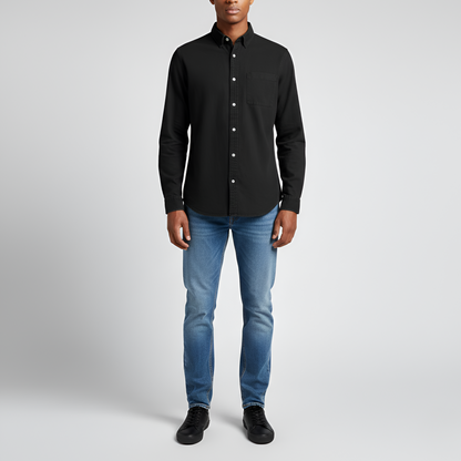Men's Cotton Long Sleeve Button Down Shirt Casual Fit - VibreMode