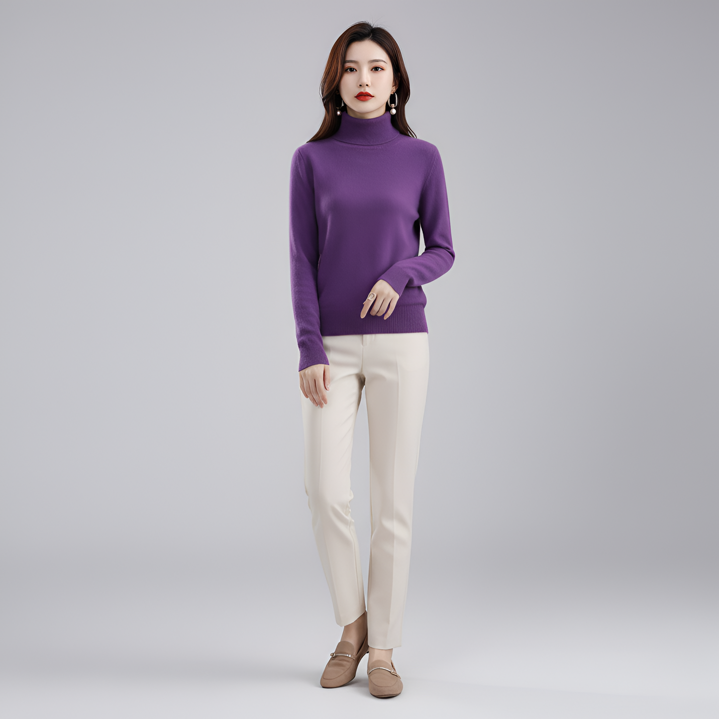 Women's Slim Fit Turtleneck Sweater Long Sleeve Pullover