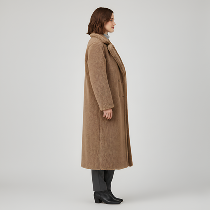 Women's Double Breasted Plush Coat Teddy Fur Long Winter