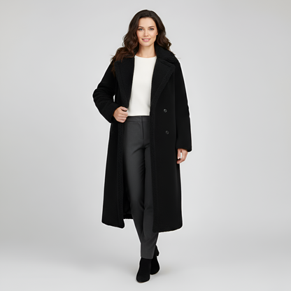 Women's Double Breasted Plush Coat Teddy Fur Long Winter