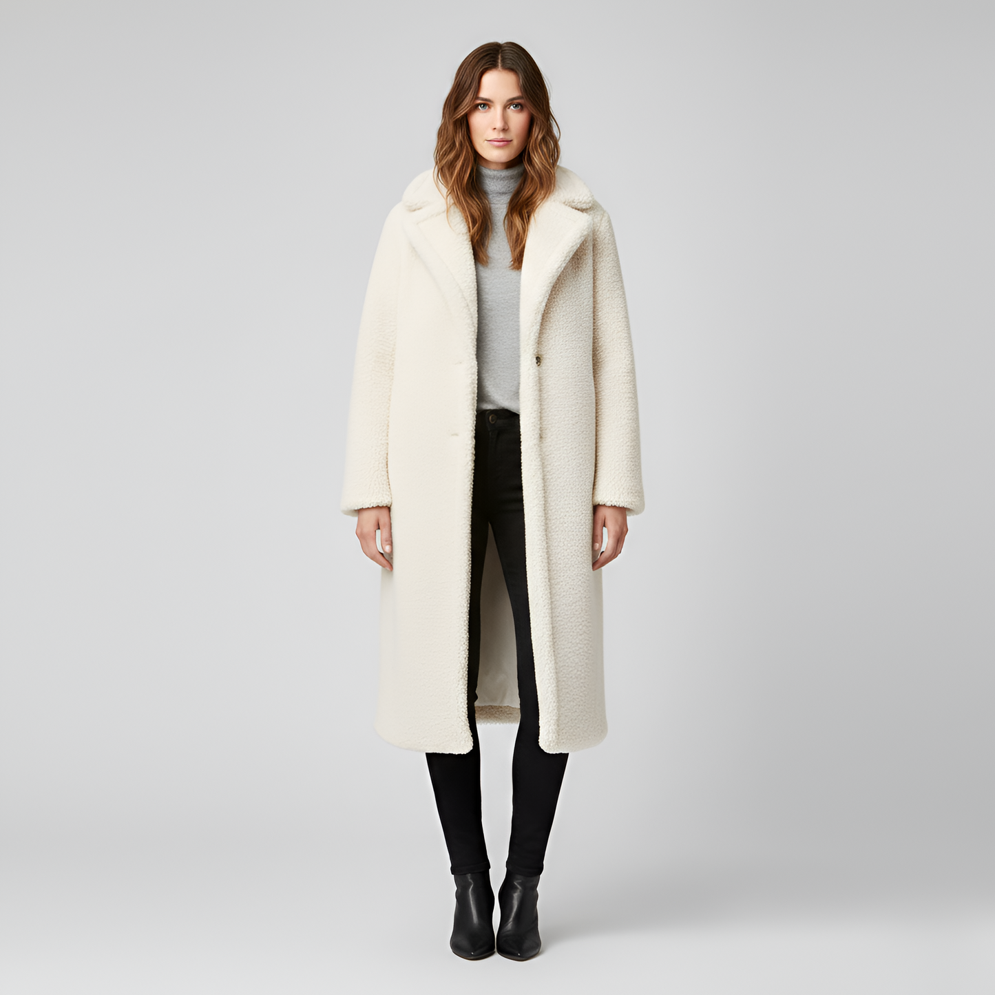 Women's Double Breasted Plush Coat Teddy Fur Long Winter