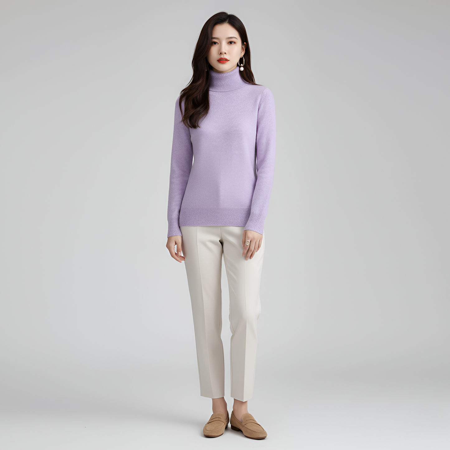 Women's Slim Fit Turtleneck Sweater Long Sleeve Pullover - VibreMode