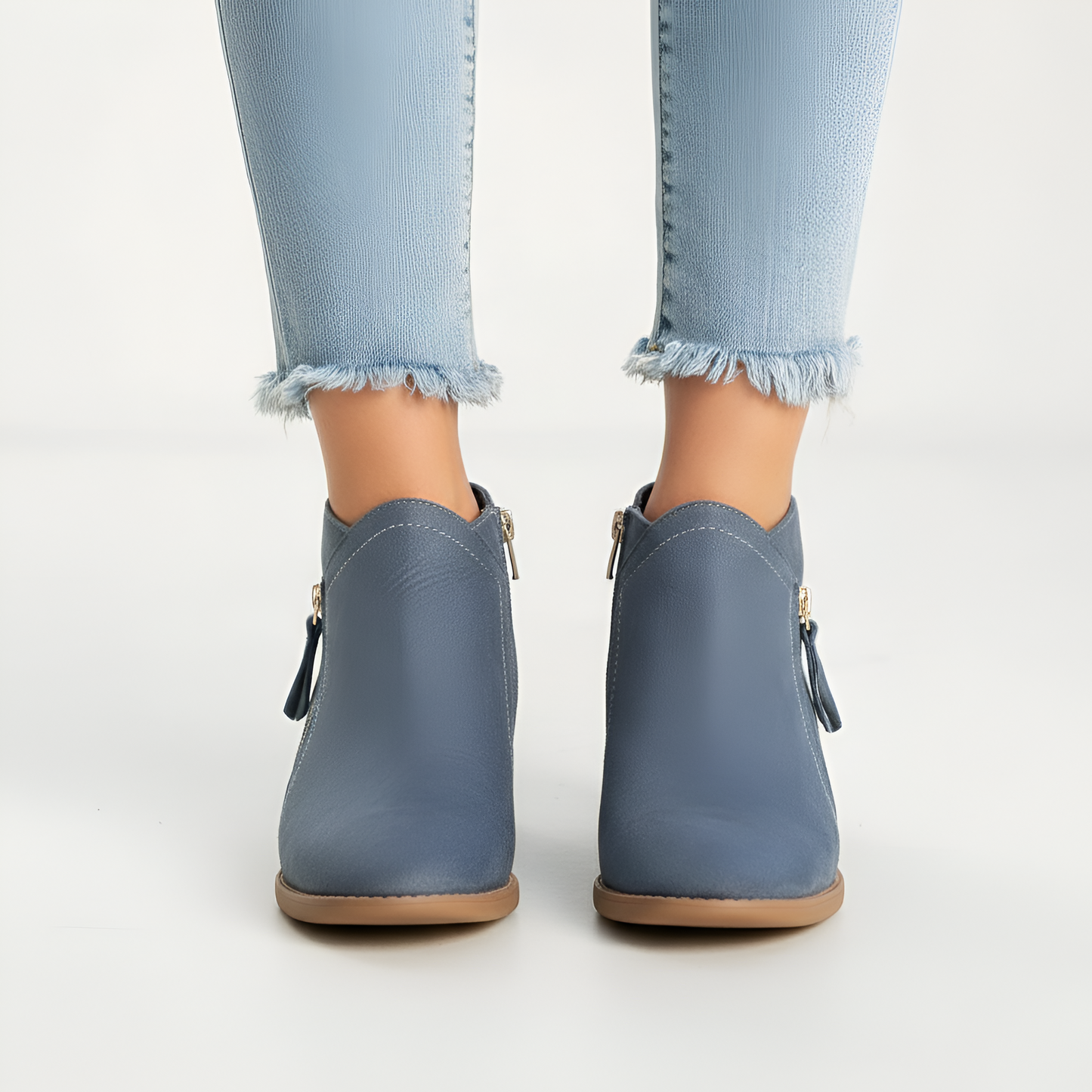 Women's Ankle Boots Block Heel Side Zip Casual
