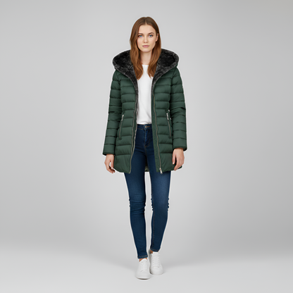 Women's Insulated Winter Coat Hooded Quilted Parka Jacket