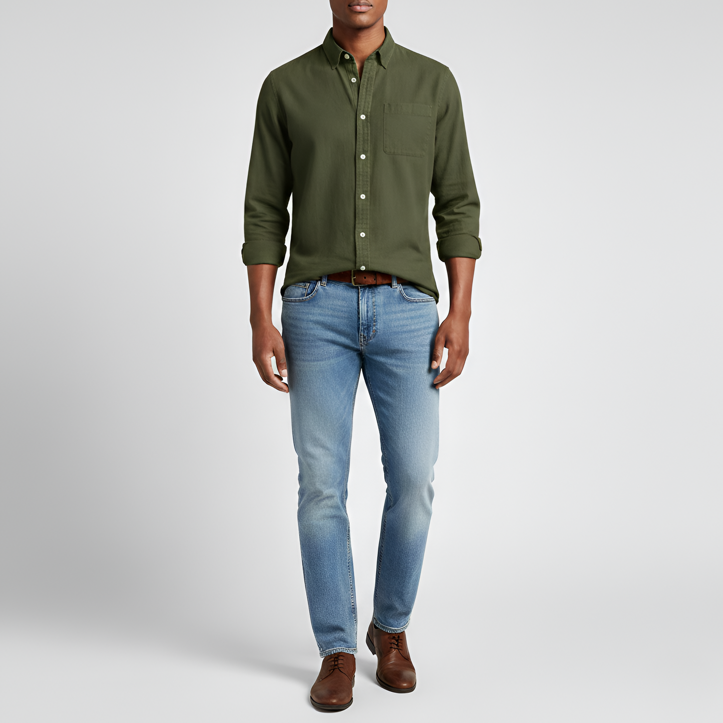 Men's Cotton Long Sleeve Button Down Shirt Casual Fit
