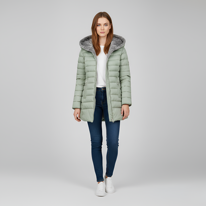 Women's Insulated Winter Coat Hooded Quilted Parka Jacket
