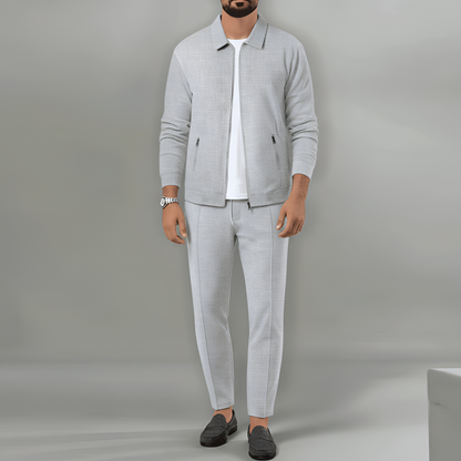 Men's Waffle Knit Tracksuit Lounge Set Jacket and Pants