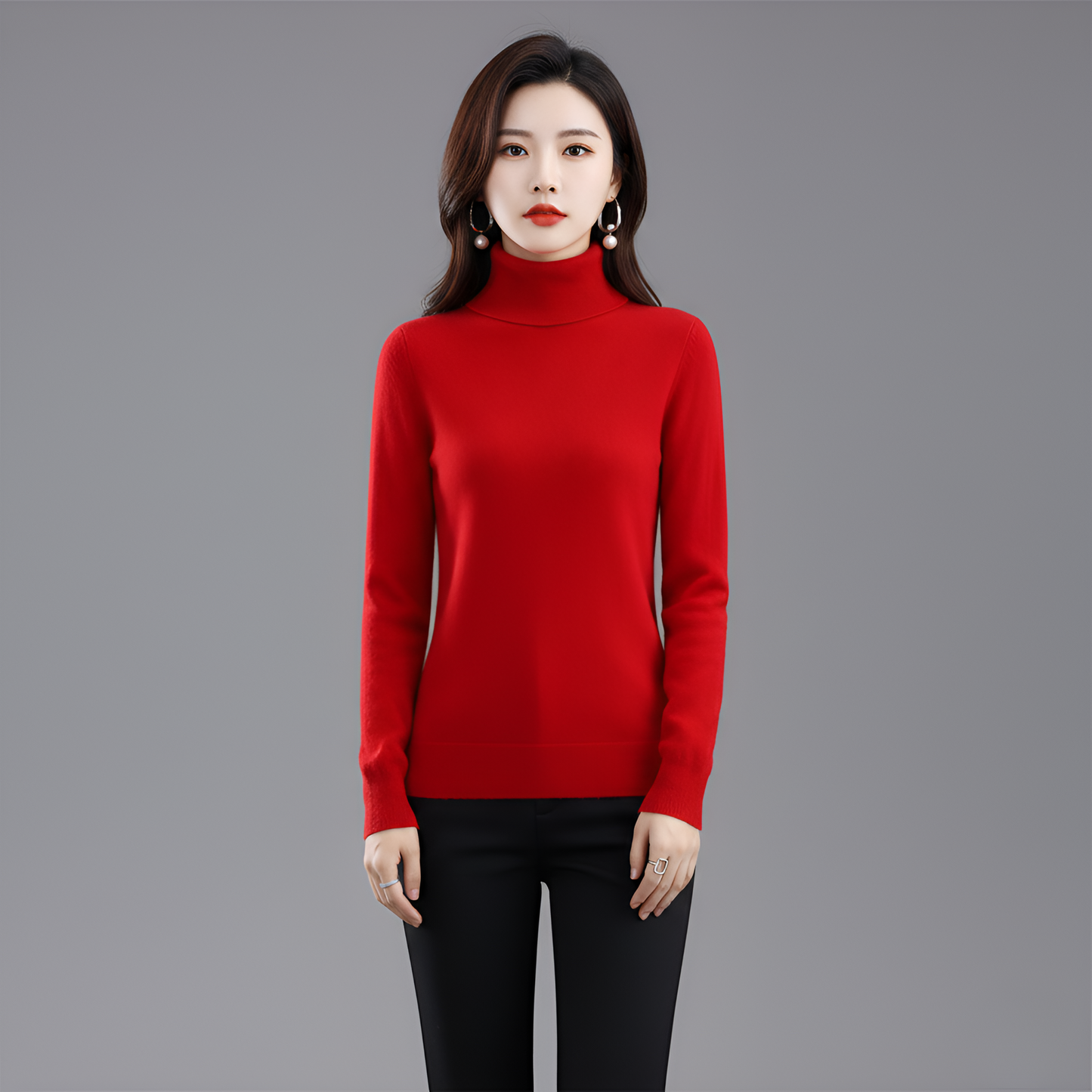 Women's Slim Fit Turtleneck Sweater Long Sleeve Pullover