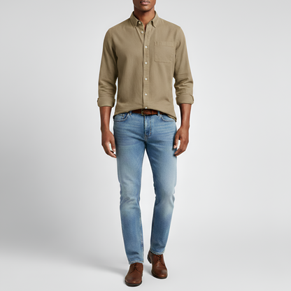 Men's Cotton Long Sleeve Button Down Shirt Casual Fit