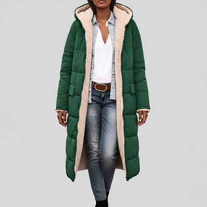 Women's Quilted Winter Coat Faux Fur Lined Hooded