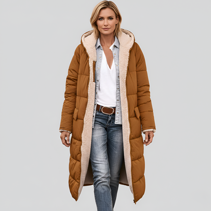 Women's Quilted Winter Coat Faux Fur Lined Hooded