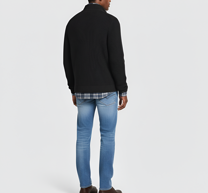 Men's Quarter Zip Sweater Ribbed Knit Regular Fit