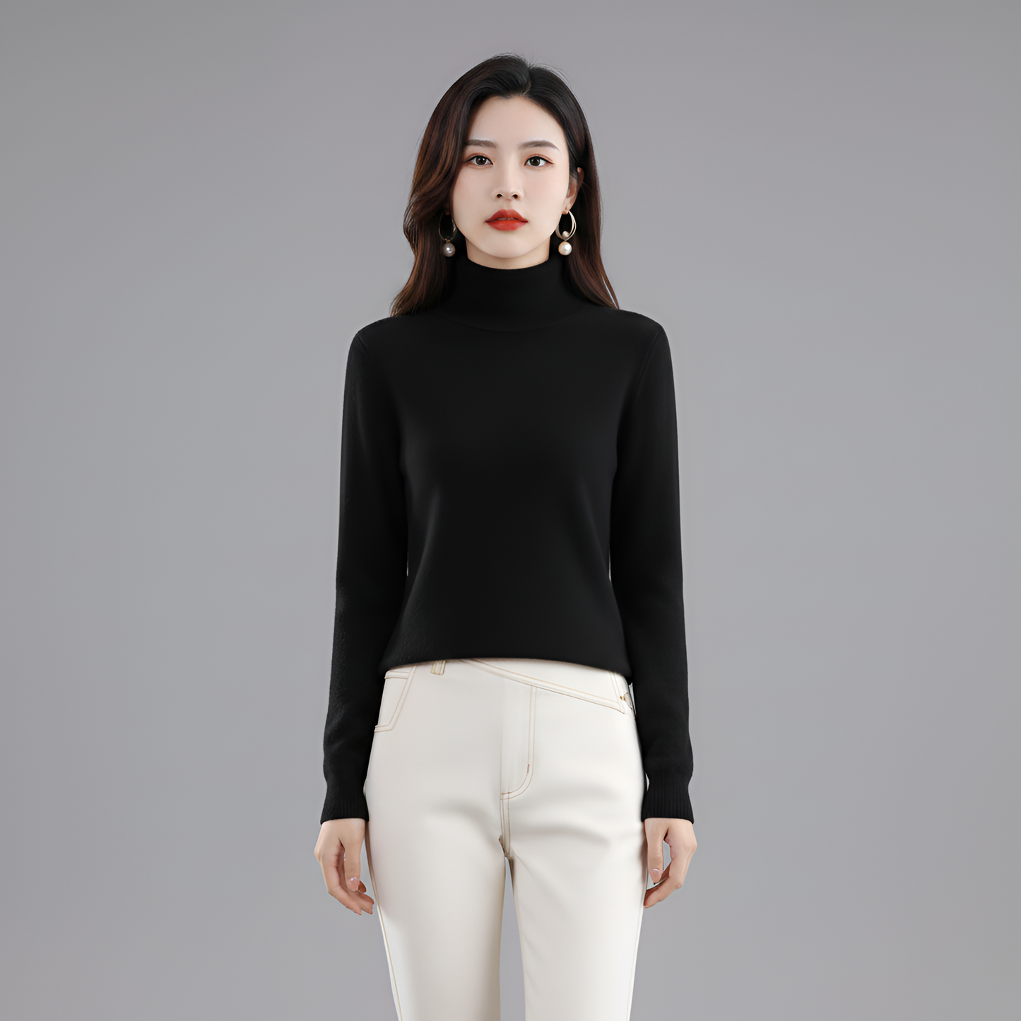 Women's Slim Fit Turtleneck Sweater Long Sleeve Pullover