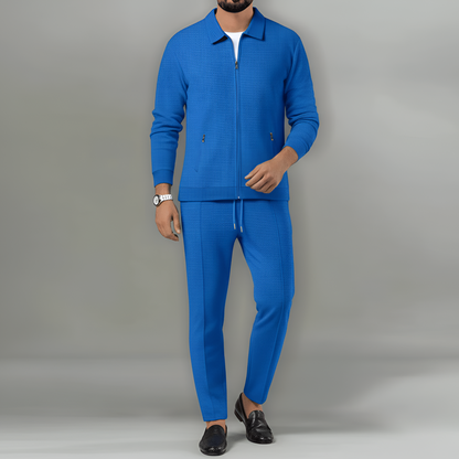 Men's Waffle Knit Tracksuit Lounge Set Jacket and Pants