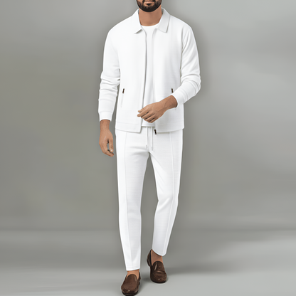 Men's Waffle Knit Tracksuit Lounge Set Jacket and Pants