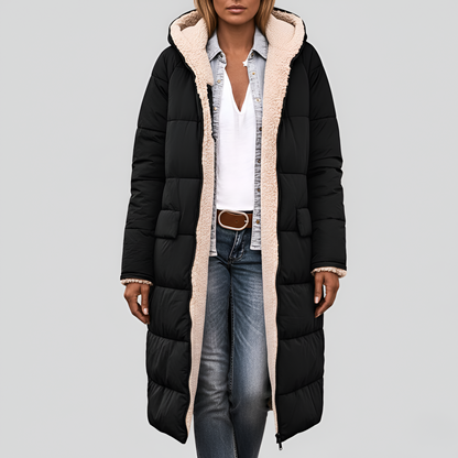 Women's Quilted Winter Coat Faux Fur Lined Hooded