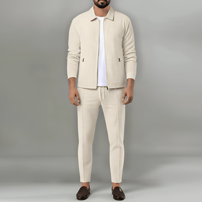 Men's Waffle Knit Tracksuit Lounge Set Jacket and Pants