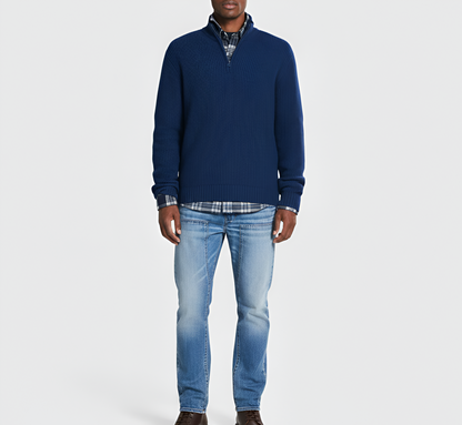 Men's Quarter Zip Sweater Ribbed Knit Regular Fit