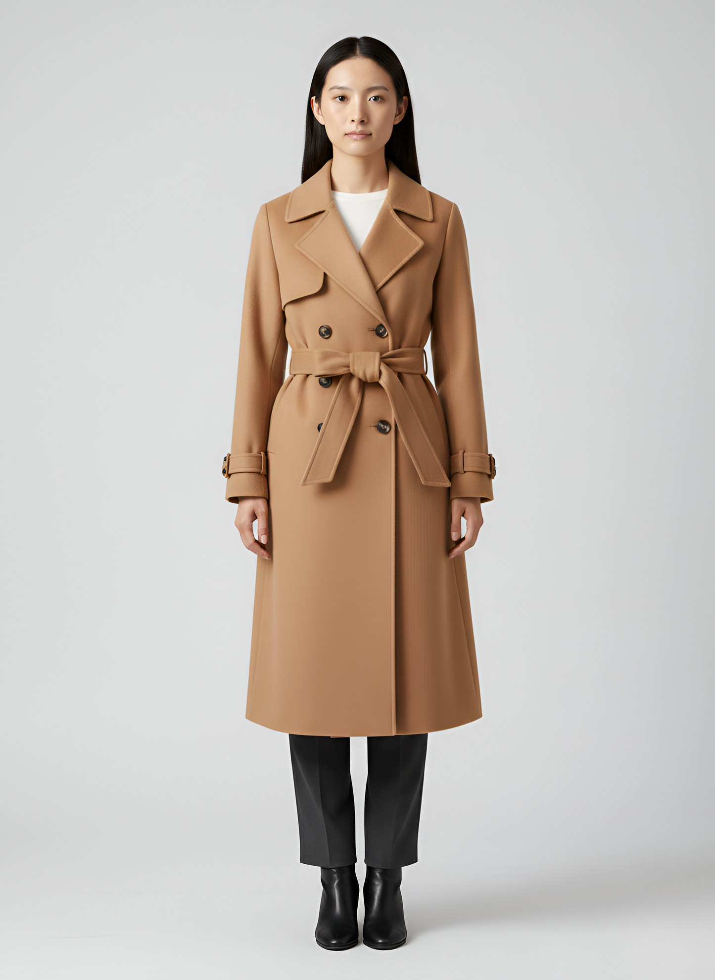 Women's Double Breasted Wool Coat Long Winter