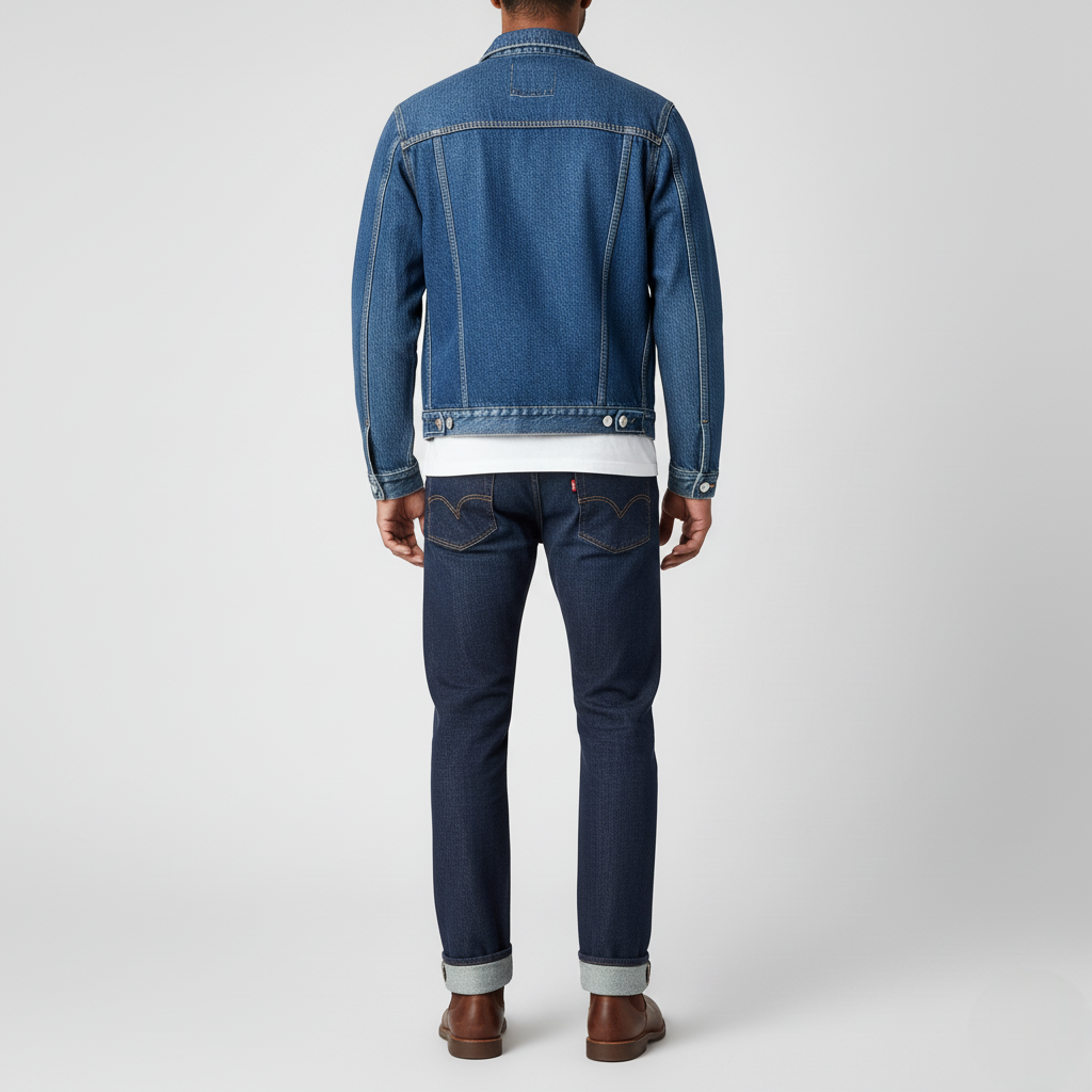Men's Denim Trucker Jacket Mid-Wash Blue