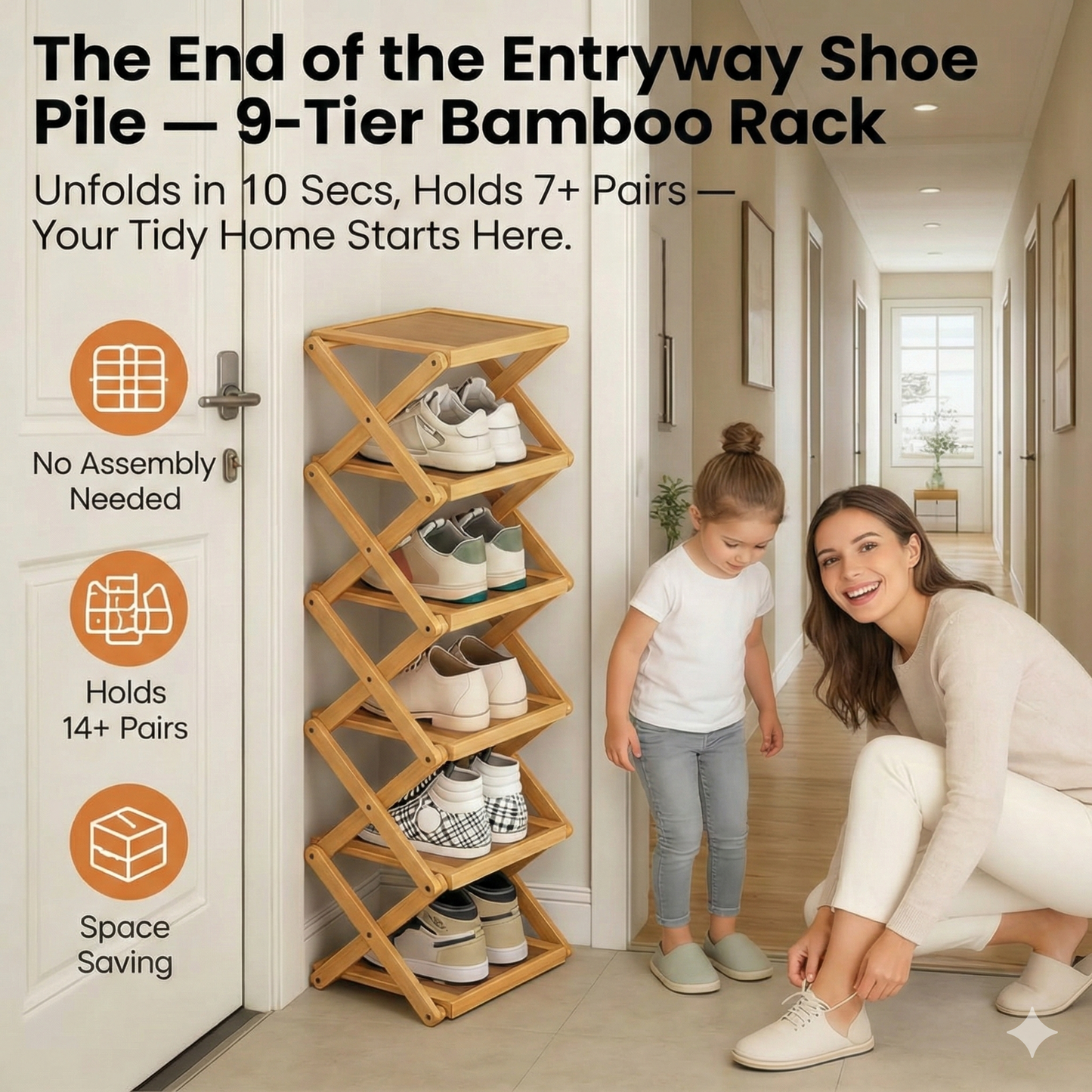 9 Tier Bamboo Storage Shelf No Assembly Required - VibreMode