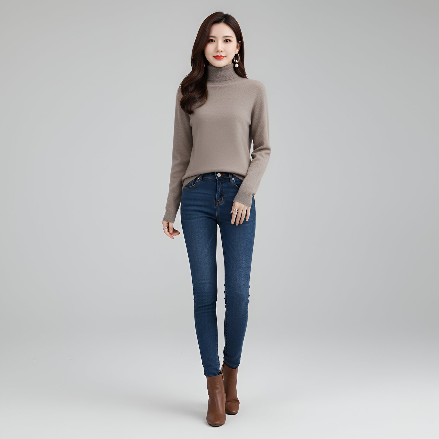 Women's Slim Fit Turtleneck Sweater Long Sleeve Pullover