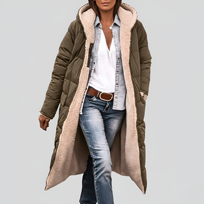 Women's Quilted Winter Coat Faux Fur Lined Hooded