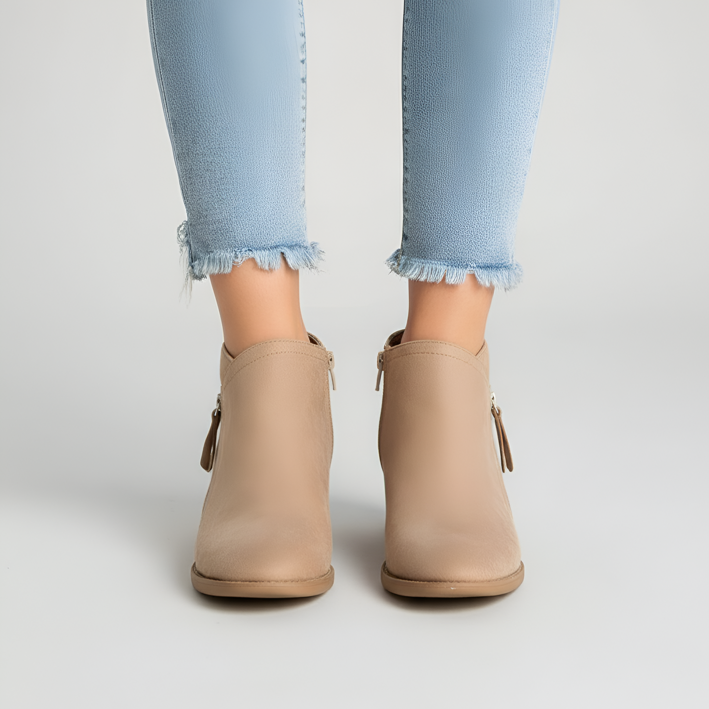 Women's Ankle Boots Block Heel Side Zip Casual