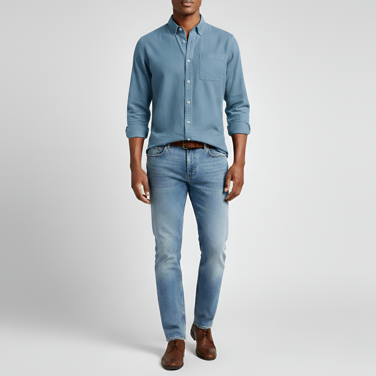 Men's Cotton Long Sleeve Button Down Shirt Casual Fit