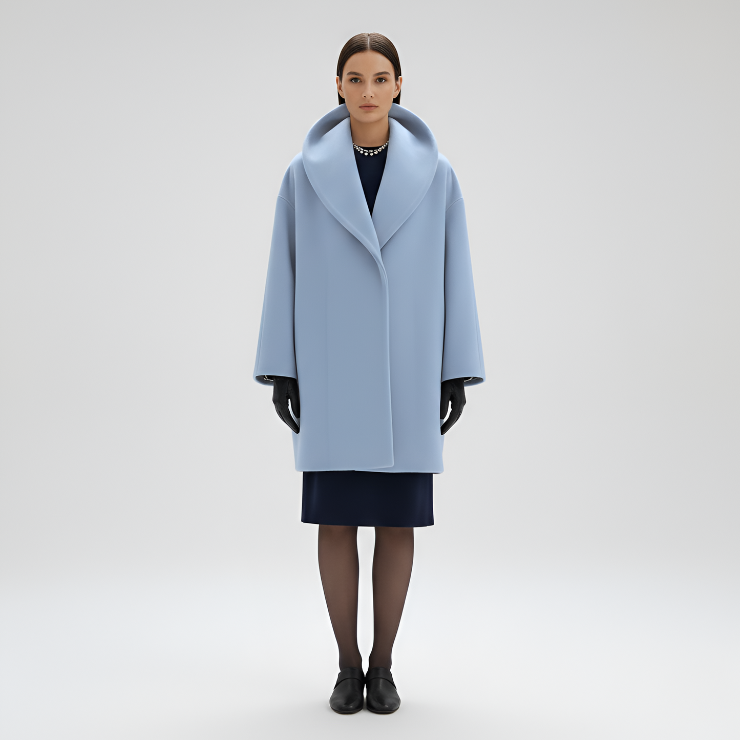 Women's Wool Blend Midi Coat Shawl Collar Winter - VibreMode